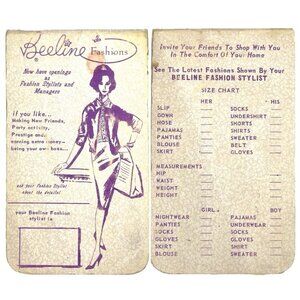 Beeline Fashions Vtg Promo Stylist Manager Recruitment Mini Notepad 60s Couture